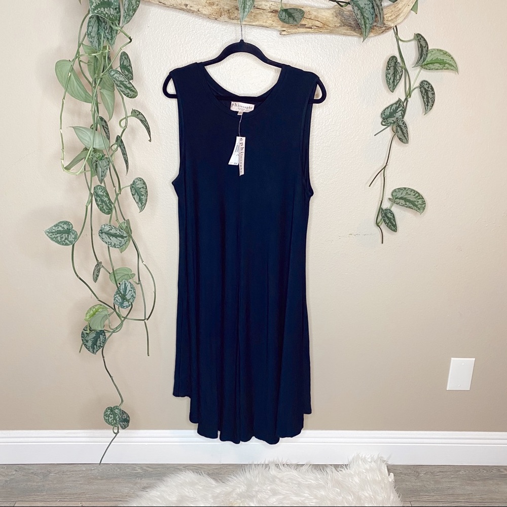 Philosophy Black Sleeveless Swing Tank Flowy Dress